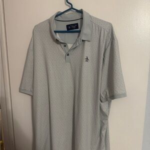 Original Penguin Men's Light Gray Polo with Subtle Pattern